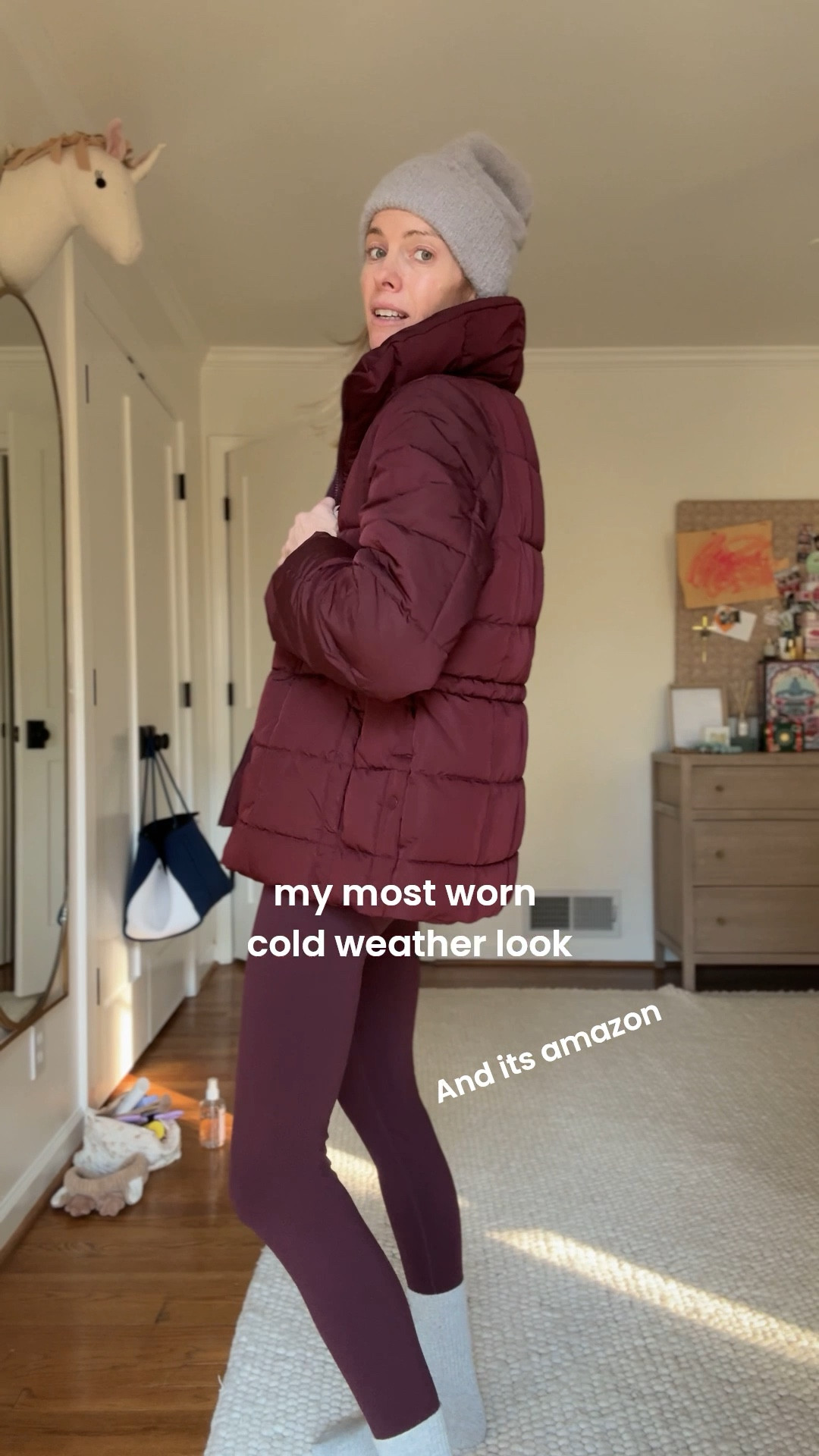 Fleece leggings and the best amazon coat! Don’t miss the target beanie too! 