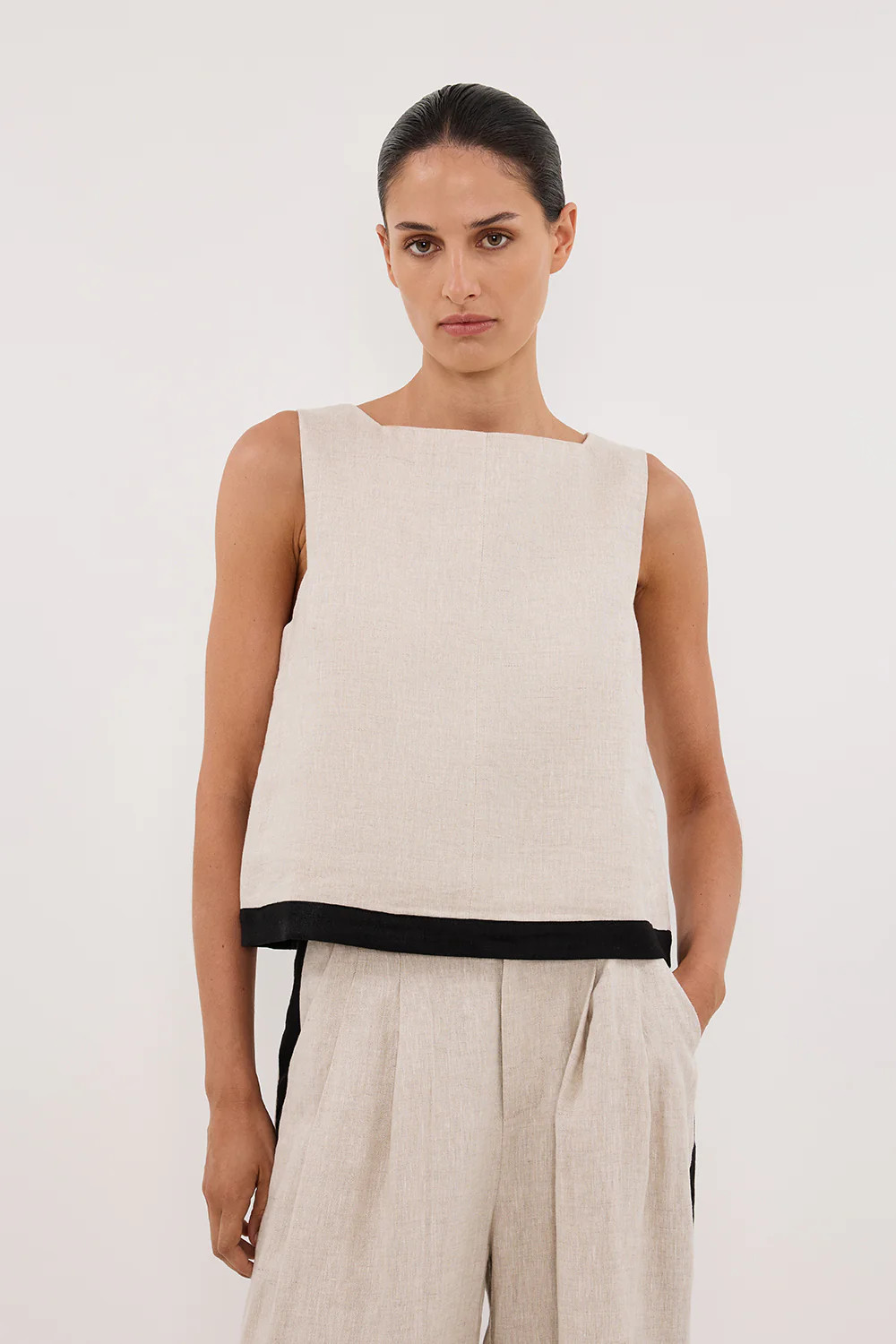 EBONY NATURAL LINEN TOP | DISSH
