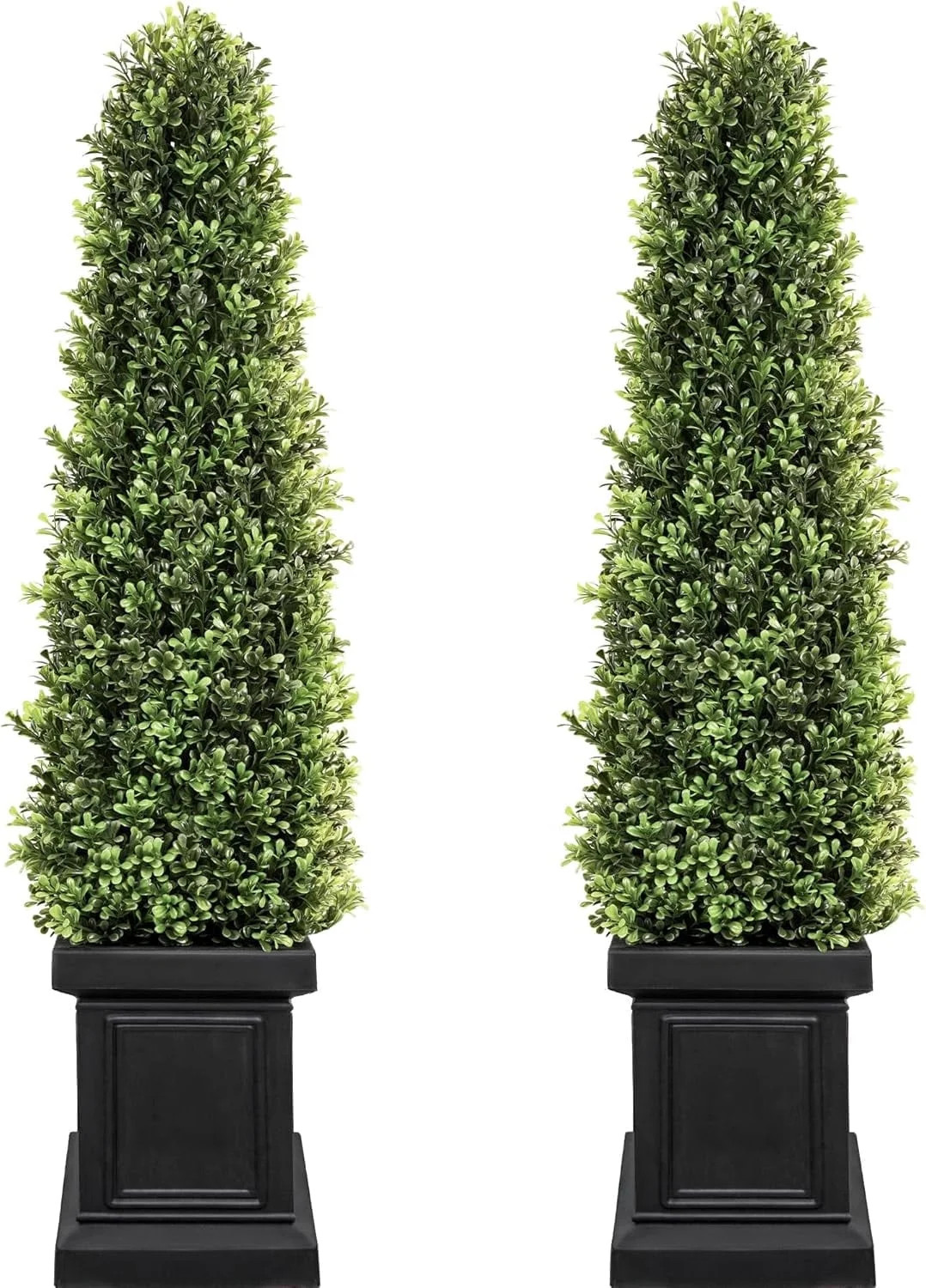Boxwood Outdoor Topiary Set of 2, 3.5ft Tall Outdoor Porch Trees, All-Year Green Fake Plant Topia... | Walmart (US)