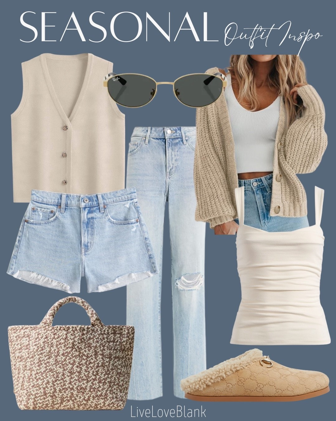 Seasonal outfit inspo
Jean shorts and jeans 
Casual outfits 
Gucci slides 
Naghedi tote 
@nordstrom 
@abercrombie 
@Express 

#LTKSeasonal #LTKOver40 #LTKootd