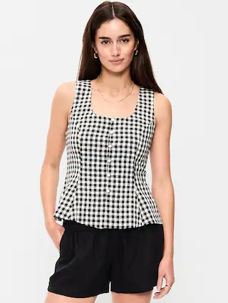 Button-Down Linen Swing Top | Old Navy (US)