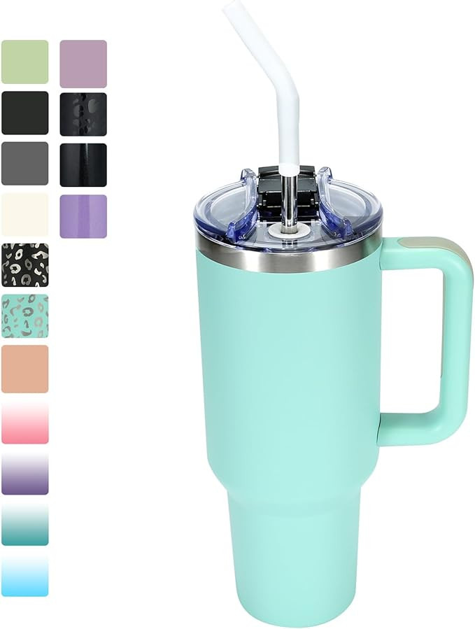 FUNUS 40oz Insulated Tumbler with Handle and Straw Lid 3.0 Leak-proof Stainless Steel Travel Coff... | Amazon (US)