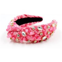 Luxury Pink Headband, Spring Knotted Jeweled Flower Gem Top Knot Embellished Headband | Etsy (US)