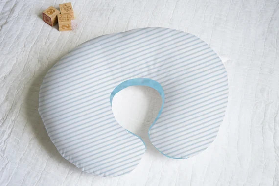 Lt Blue Ticking Nursing Pillow Cover With Personalization | Etsy | Etsy (US)