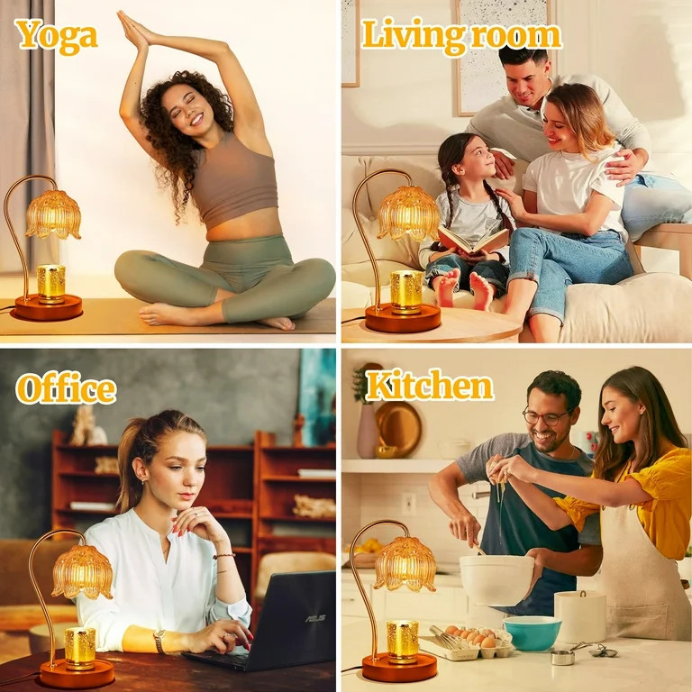 Hyindoor Flower Candle Warmer Lamp with Timer, Vintage Wax Melt Warmer for Scented Wax with 2 GU1... | Walmart (US)