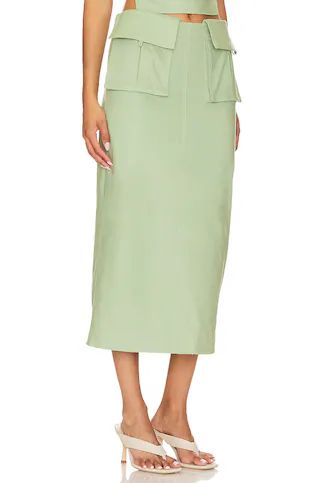 Camila Coelho Rousseau Midi Skirt in Sage Green from Revolve.com | Revolve Clothing (Global)