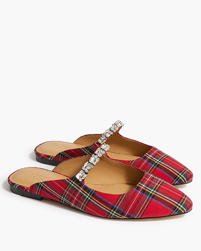 Tartan rhinestone mules | J.Crew Factory