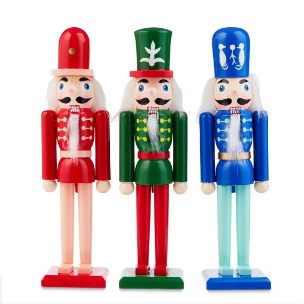 Holiday Time 3-Count Christmas Season 8-Inch Nutcracker Figurines, Various Colors - Walmart.com | Walmart (US)