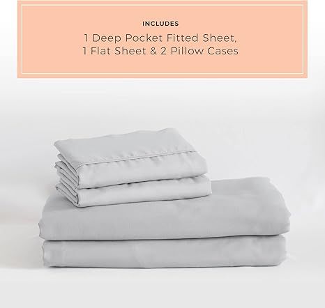 PeachSkinSheets Brushed Silver Sheet Set - 1500tc Level of Softness - Extra Soft Cooling Sheets f... | Amazon (US)