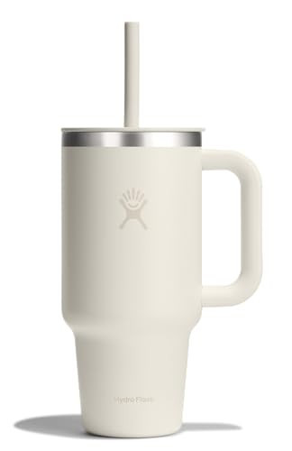 Hydro Flask Travel Tumbler with Handle, Lid and Straw - Insulated Stainless Steel in 32 Oz Ivory | Amazon (US)