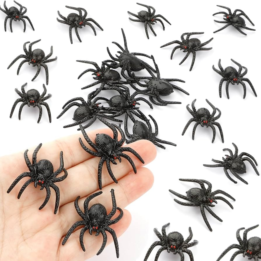 Plastic Spiders, Fake Spiders, Halloween Spiders, 30 Pieces Black Realistic Spider with Red Eye, ... | Amazon (US)
