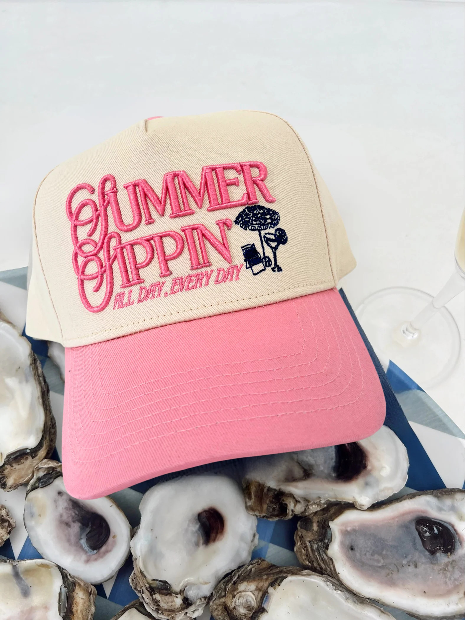Summer Sippin' - Pink Vintage Trucker Hat | KenzKustomz