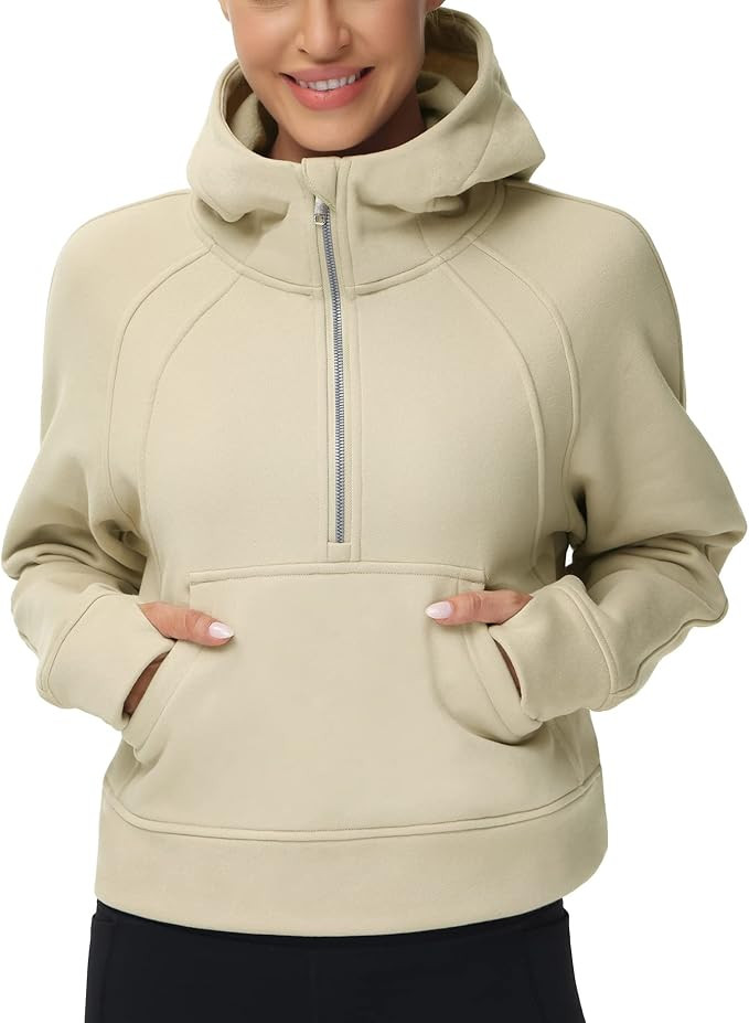 THE GYM PEOPLE Womens' Hoodies Half Zip Long Sleeve Fleece Crop Pullover Sweatshirts with Pockets... | Amazon (US)