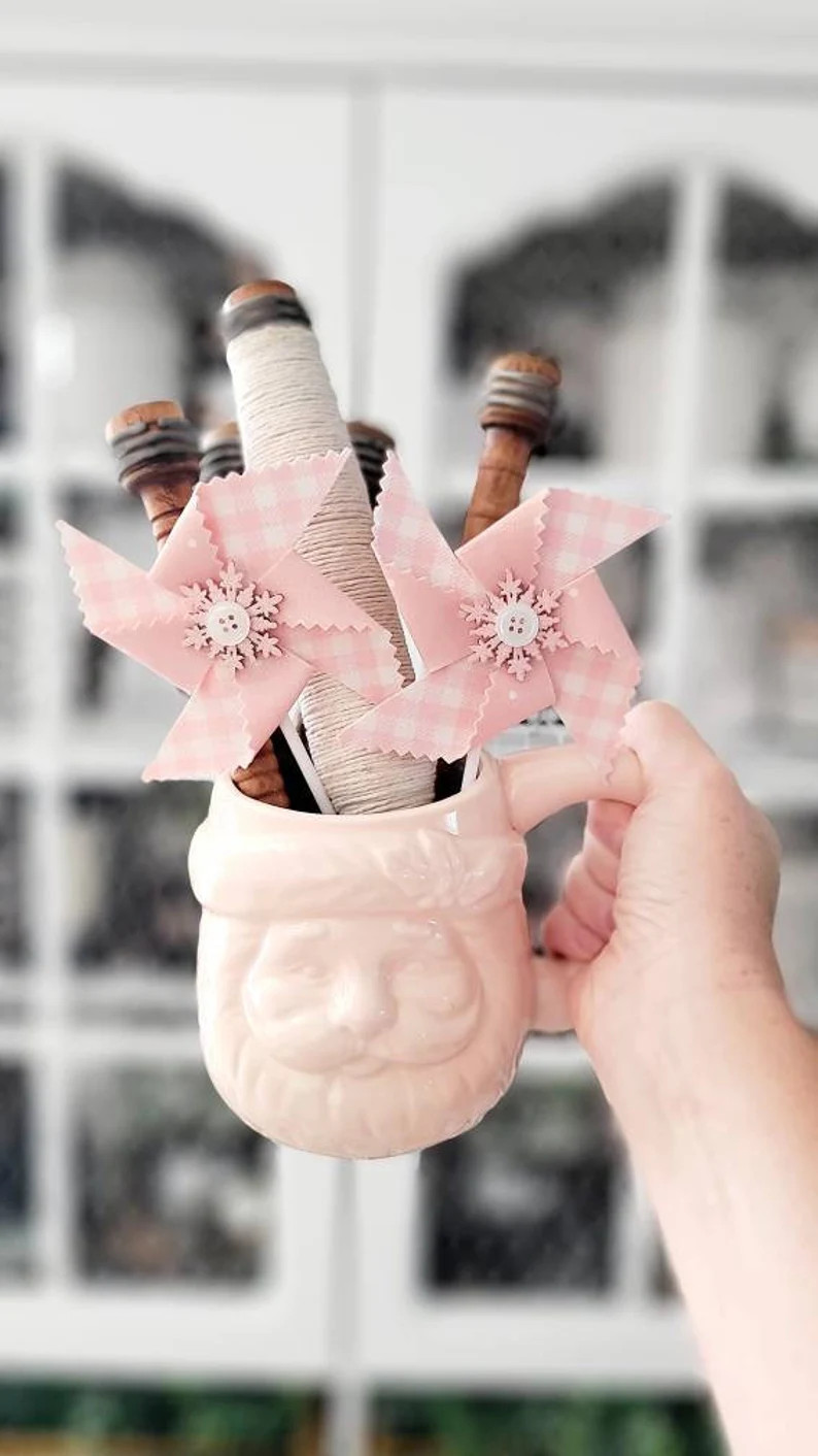 Pinkmas Pinwheels, Christmas Pinwheels, Pink Ornament, Fabric Pinwheel, Christmas Decor, Christma... | Etsy (US)