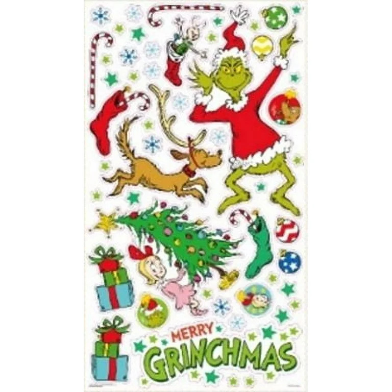 Grinch Super Christmas Cling, Window Decal, 5.5 x 27.5 inch, All Ages, by Holiday Time | Walmart (US)