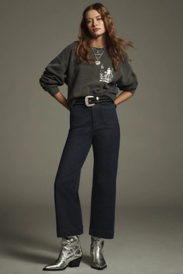 The Colette High-Rise Cropped Wide-Leg Jeans by Maeve: Sparkle Edition | Anthropologie (US)