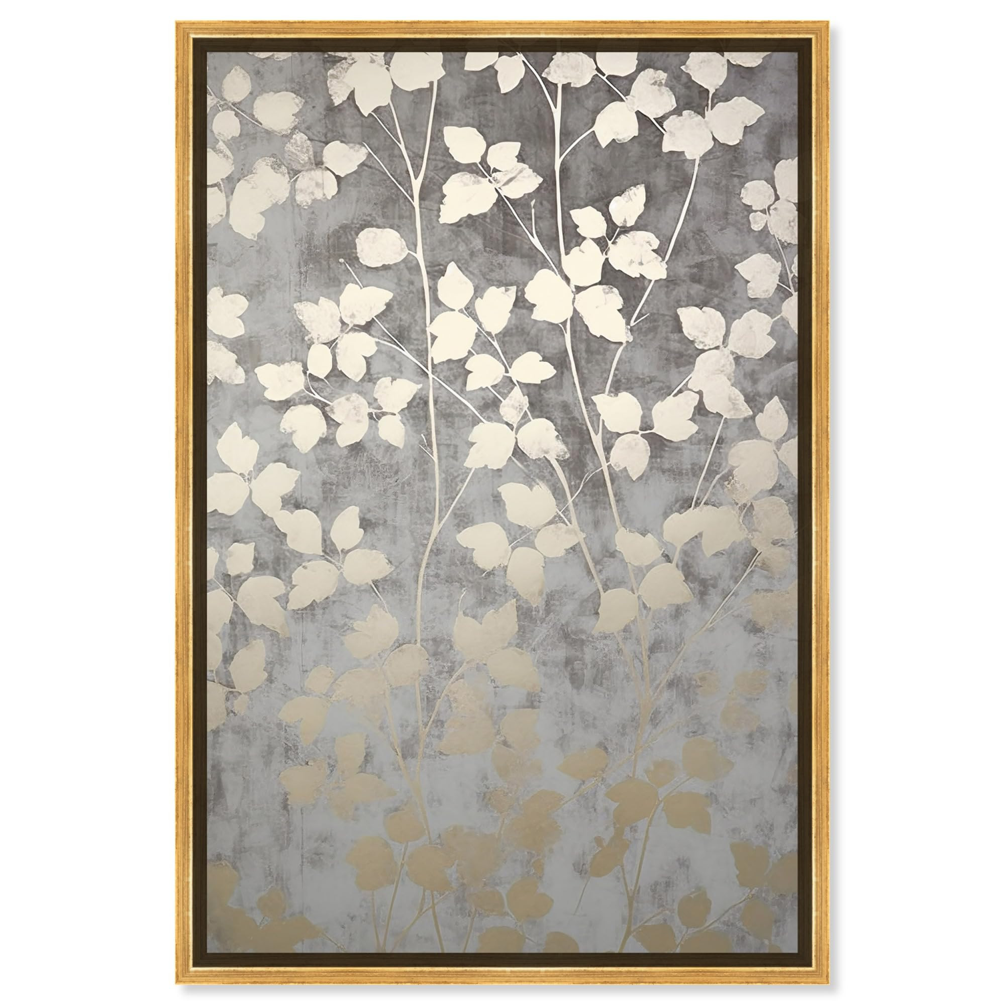 Silvery Gray Garden Canvas Elegant Floral Wall Art, Gold Frame, 10" x 15" | Amazon (US)