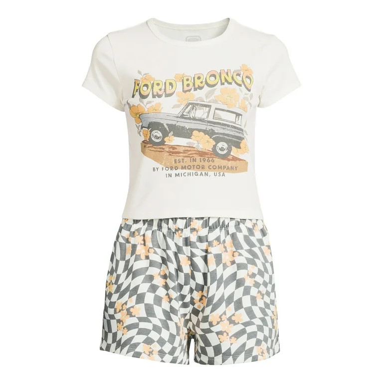 Ford Bronco Juniors’ Graphic Tee and Shorts Lounge Set, 2-Piece, Sizes XS-3X | Walmart (US)