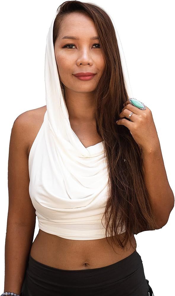 Thaluta Crop Tank Top Women Cowl Neck Hood Style Boho Open Back Sleeveless | Amazon (US)