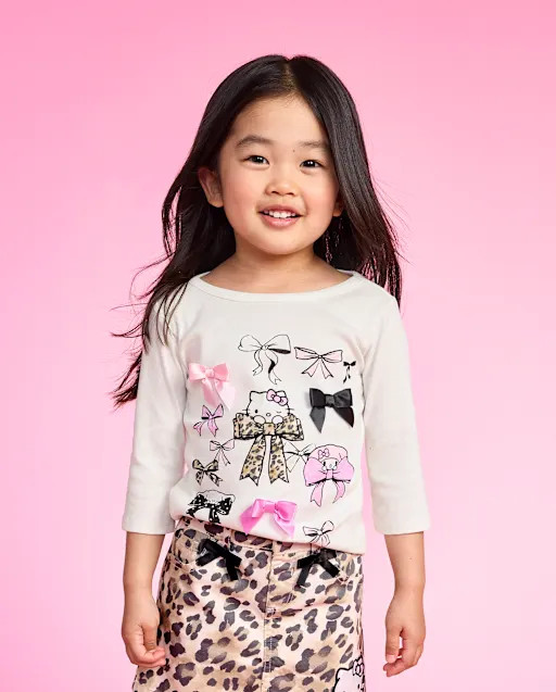 Toddler Girls Hello Kitty® And Friends Bow Elbow Sleeve Top - White | The Children's Place