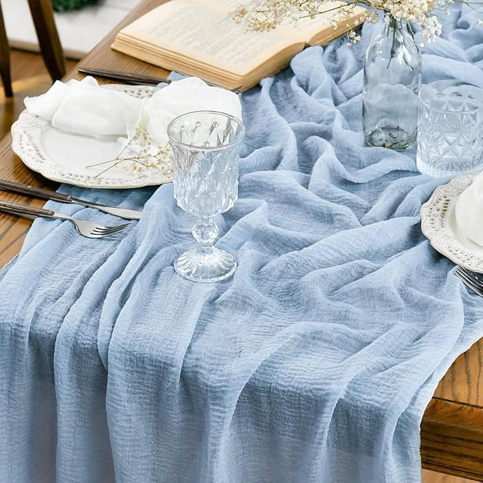 Artoid Mode Boho Sky Blue Gauze Wedding Cheesecloth 400 cm Table Runner, Seasonal Fabric Kitchen ... | Amazon (UK)
