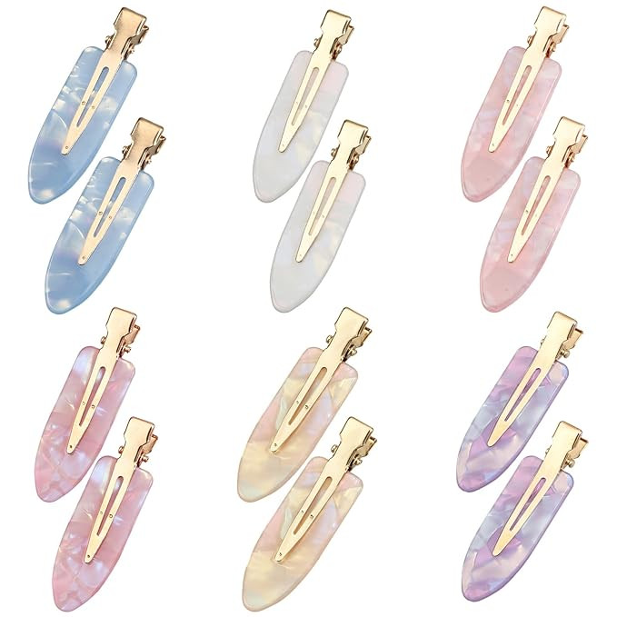 12 Pack No Crease Hair Clips Colorful No Bend Hairclips Flat Duckbill Clip Creaseless Hair Clips ... | Amazon (US)