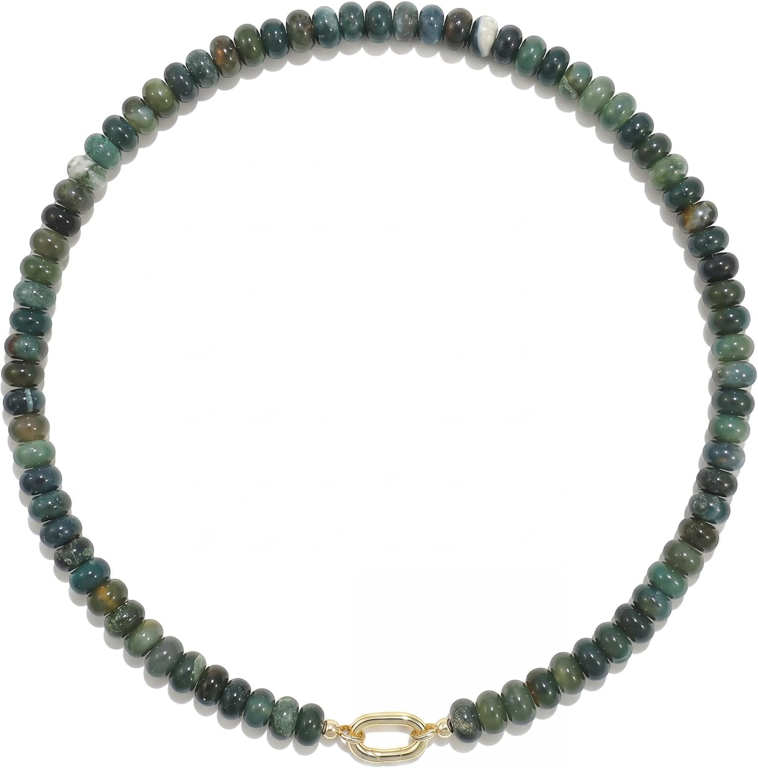 Beaded Natural Stone Necklaces for Women Choker Gemstone Bead Summer Beach Jewelry Necklace | Amazon (US)