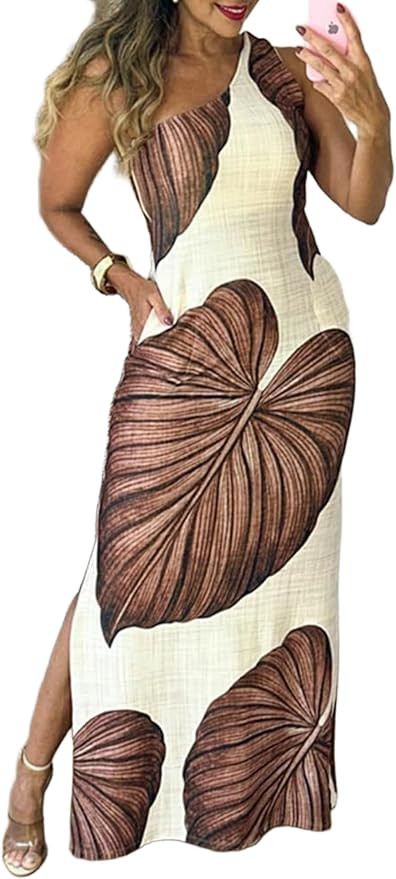 CHICME Women's Summer Maxi Dress Casual Thick Strap Square Neck Boho Sundress Split Vacation Dres... | Amazon (US)