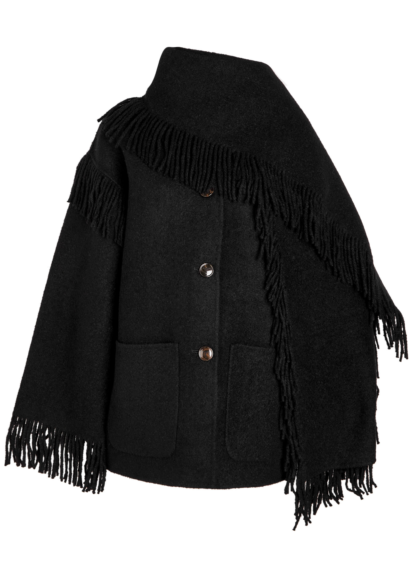 Fringed scarf-effect wool-blend jacket | Harvey Nichols
