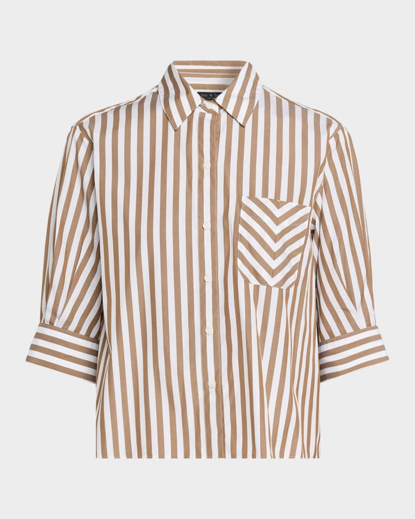 Lucia Striped Cotton Poplin Shirt | Neiman Marcus