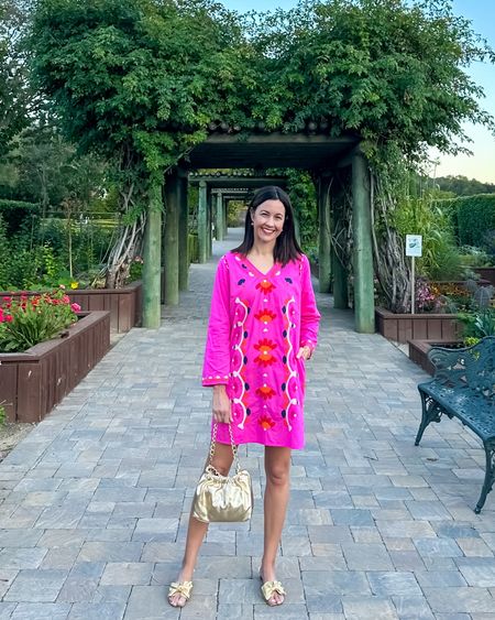 All dressed up for a wedding rehearsal dinner in my favorite easy to wear colorful dress (with pockets) from Frances Valentine  

#LTKshoecrush #LTKwedding #LTKitbag