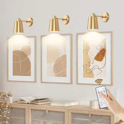 Wireless Battery Operated Wall Sconce With Remote Control, Adjustable Light & Dimming, Set Of Two For Modern Home Decor | Wayfair North America
