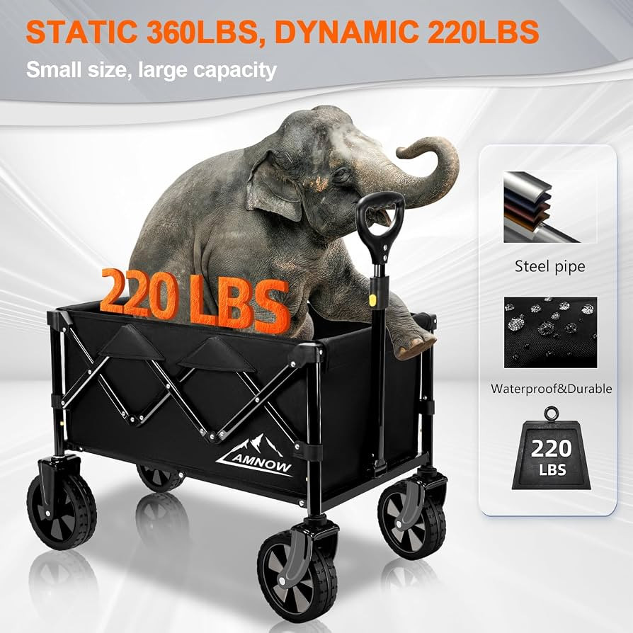 Collapsible Wagon Cart with Wheels Foldable, Folding Wagons Carts with Silent Universal Wheels, L... | Amazon (US)