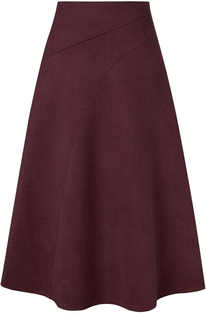 Kate Kasin 2025 Women's Suede Skirts, High Waist A-Line Skirt, Fall Winter Midi Skirt | Amazon (US)