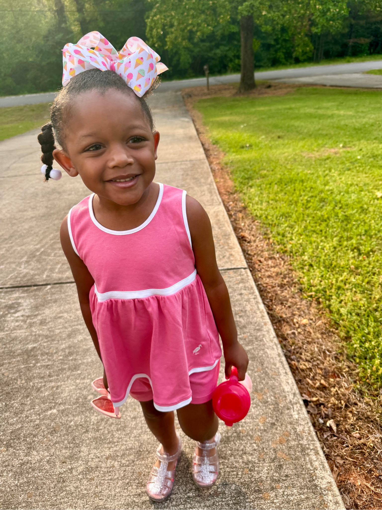 Sunny mornings with my girl! 🩷☀️ Toddler Girl OOTD 

Wearing 4T
Summer outfit • travel outfit • sandals
Toddler girl • kids clothes • kids shoes

#LTKkids #LTKshoecrush #LTKfindsunder50