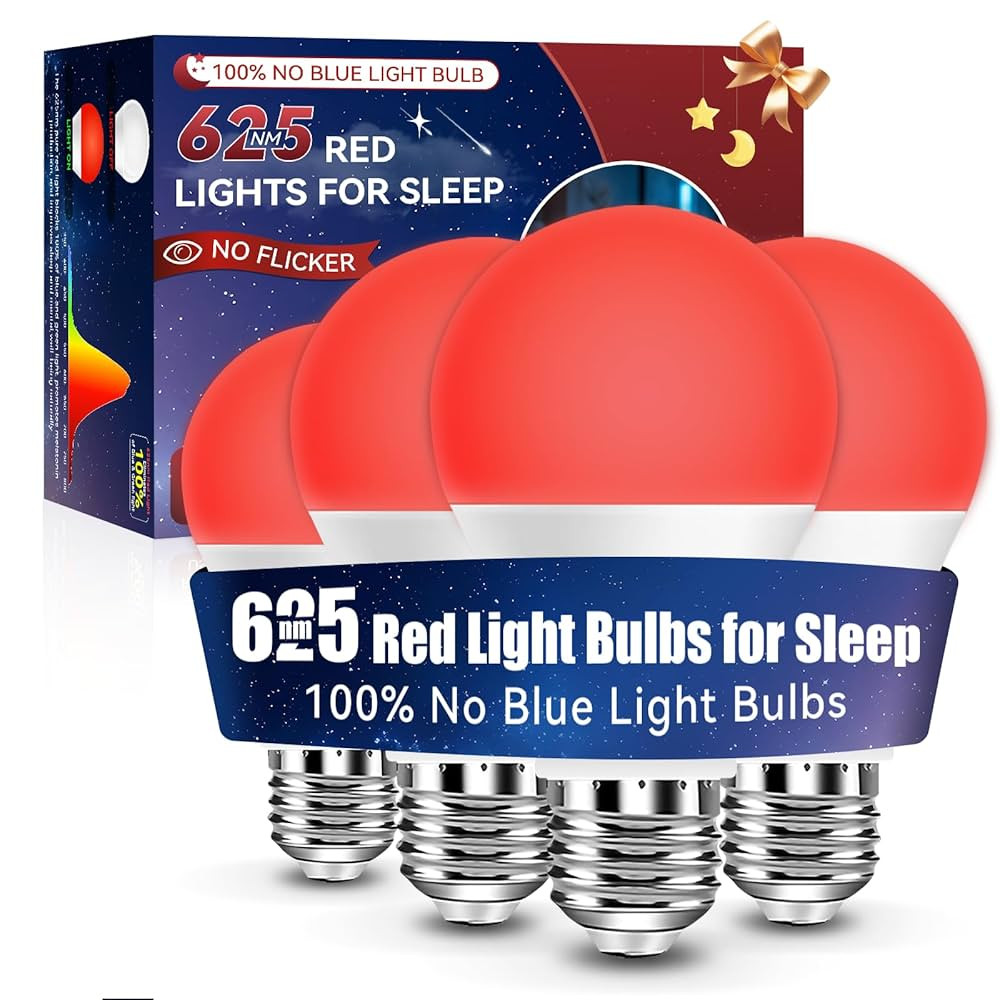 Neporal 625nm Red Light Bulbs for Sleep 9W, 100% Blue Light Blocking Red Night Light, Red Light B... | Amazon (US)