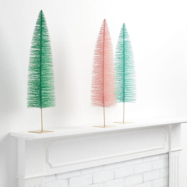 Pastel Bottlebrush Tabletop Christmas Tree Decor | World Market