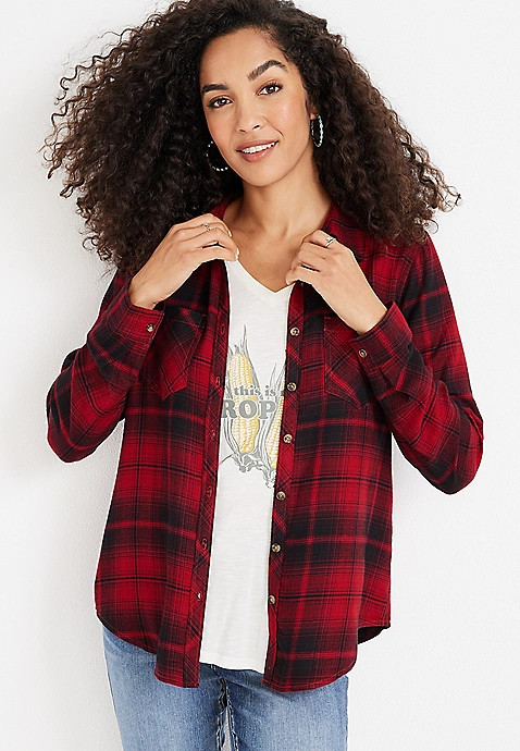 Cabin Plaid Button Down Shirt | Maurices