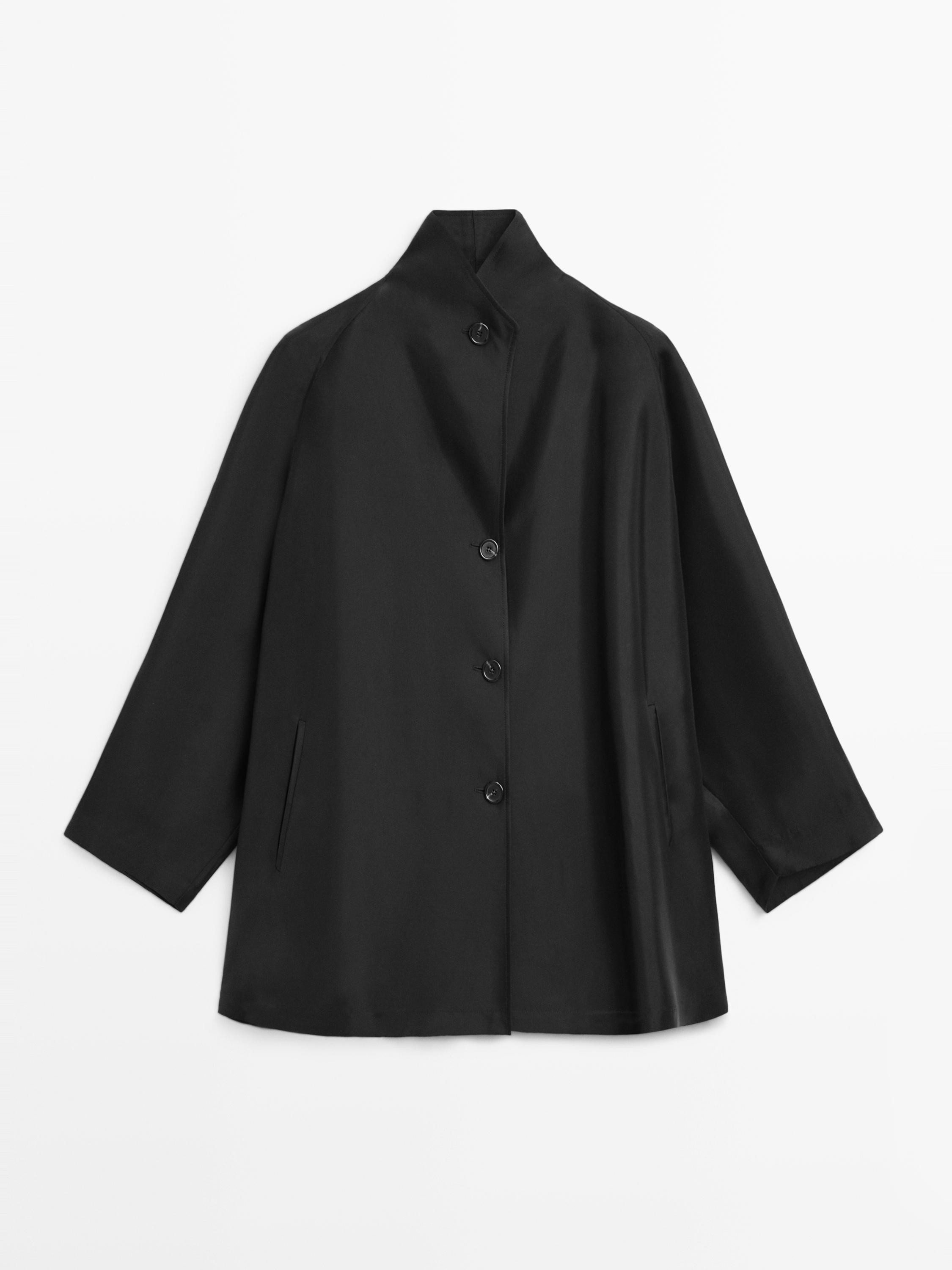 Flowing voluminous cape with button details | Massimo Dutti UK