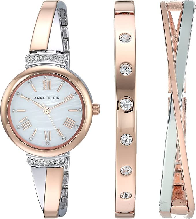 Anne Klein Women's Premium Crystal Accented Bangle Watch Set, AK/2245 | Amazon (US)