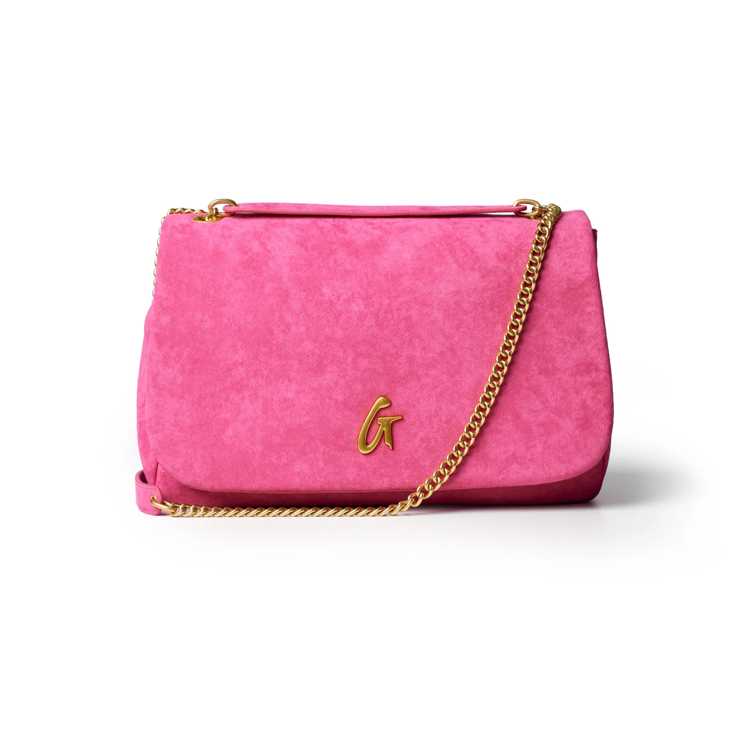 MEDIUM SUEDE FLAP BAG - HOT PINK | Glam-Aholic Lifestyle