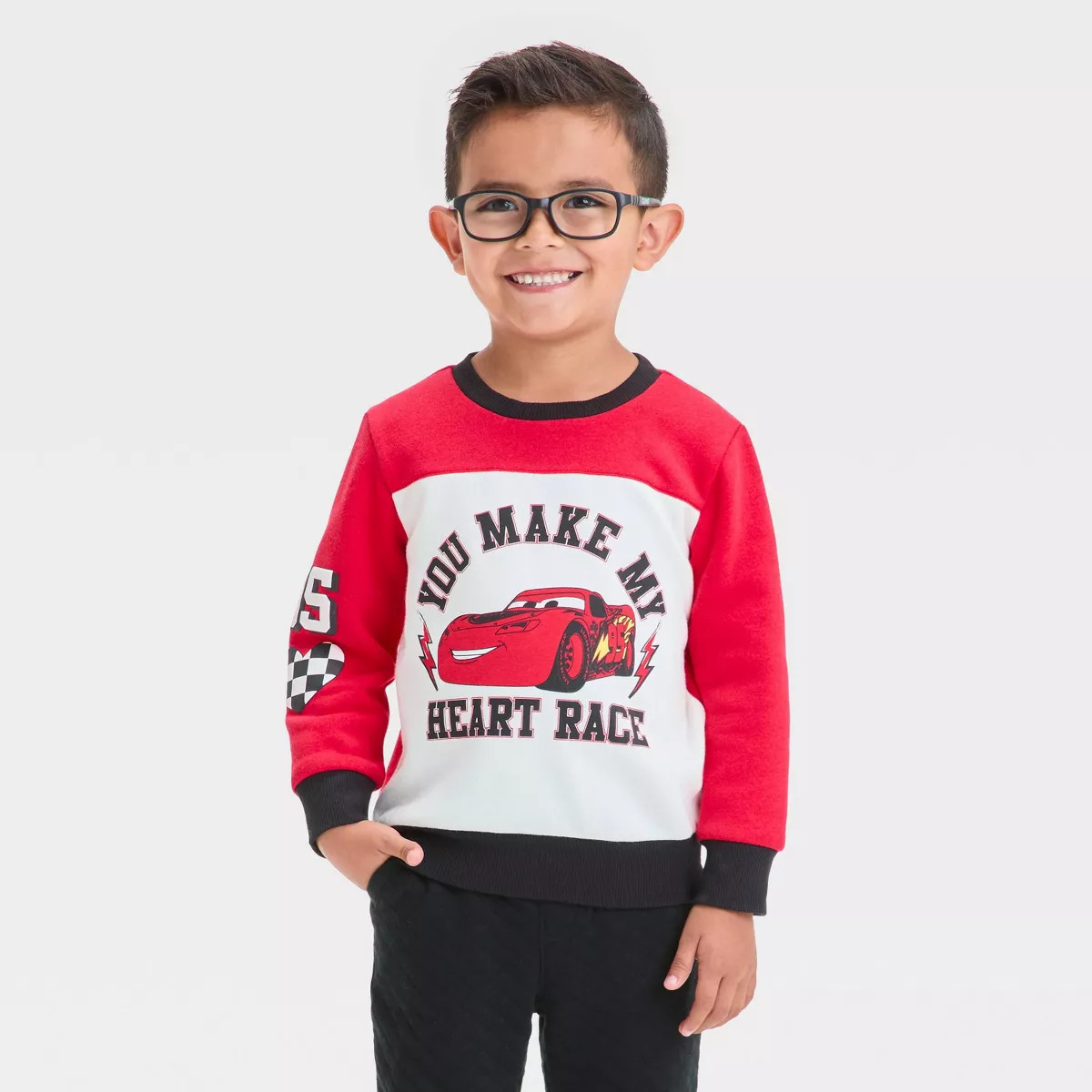 Toddler Boys' Disney Cars Lightning McQueen Valentine's Fleece Pullover - Red | Target