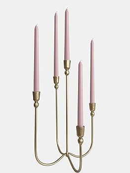 Iron Tabletop Candelabra - Decorative Metal Candelabra Candle Holder, 5 French Dinner Candles (Di... | Amazon (US)