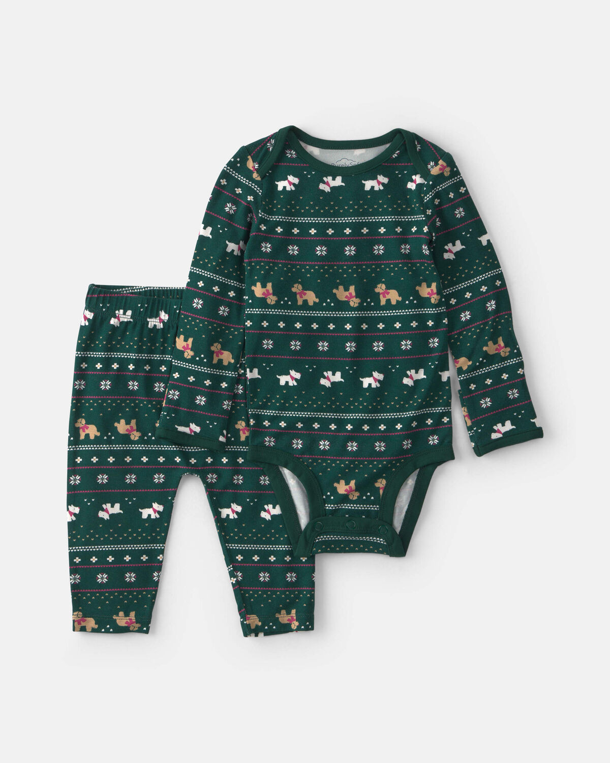 Baby 2-Piece Fair Isle PurelySoft™ Long-Sleeve Bodysuit & Pant Set - Green | Carter's Inc