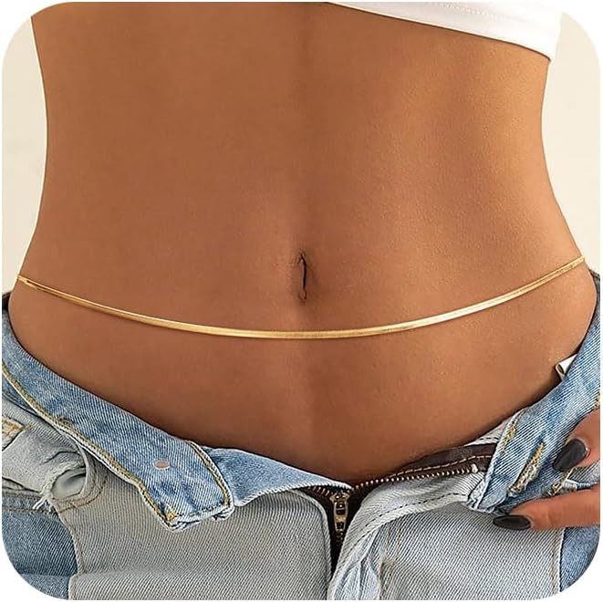 CHESKY Gold Waist Chain for Women, 14K Gold Plated Silver Layered Belly Belt Chains Sexy Bikini B... | Amazon (US)