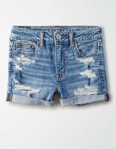 AE Ne(X)t Level High-Waisted Denim Short Short | American Eagle Outfitters (US & CA)