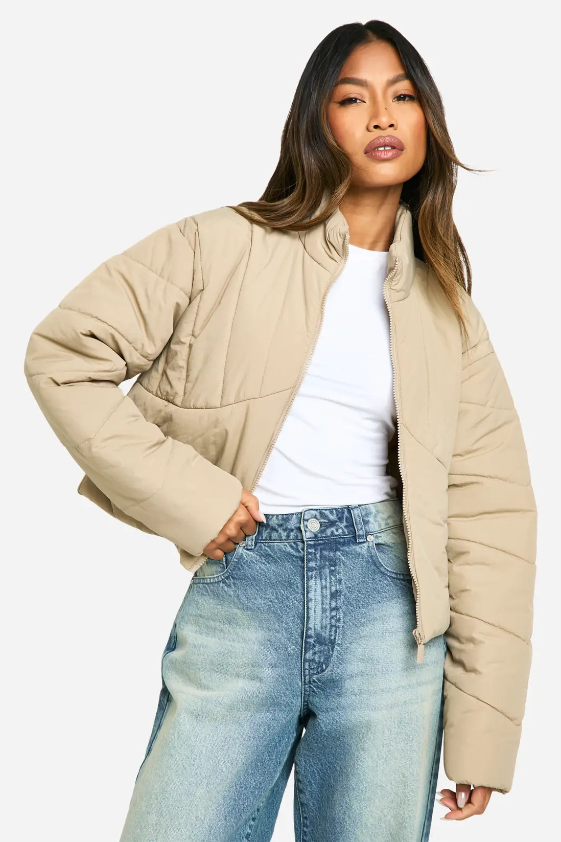 Seam Detail Puffer Jacket | Boohoo.com (UK & IE)