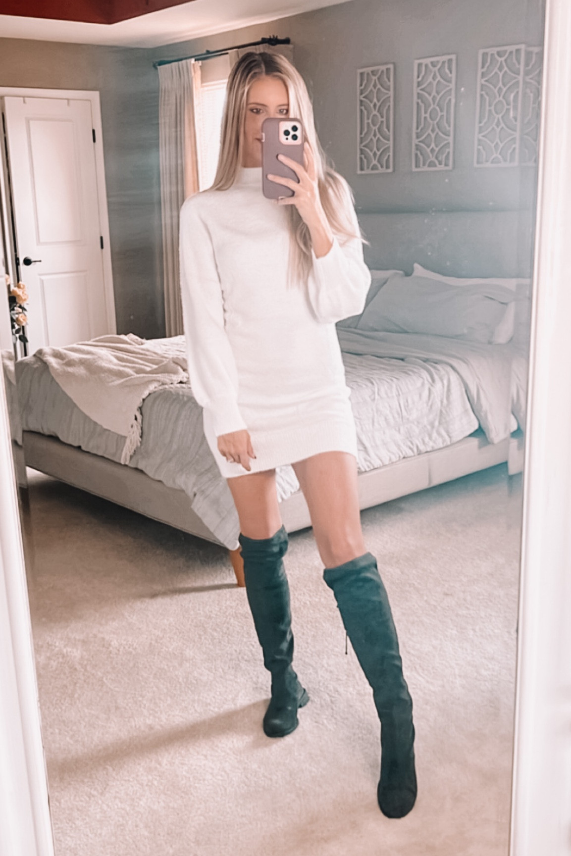 Amazon fall sweater dress with flat over the knee boots. Dress is TTS - I’m 5’6 and it hit me just below my fingertips. Love the length! 

Amazon sweater dress, amazon fall dress, casual fall dress, fall photos dress, fall pictures dress, white sweater dress, cozy dress, cozy gifts, thanksgiving dress, amazon fashion, amazon outfit, fall outfit, fall outfit amazon, sweater, pullover, hoodie, dress, fall, Amazon fall favorites, amazon fall outfits, fall outfits, fall jacket, fall outfit ideas, athleasure wear, athletic wear, loungewear, fall handbag, fall bag, fall purse, white shoes, white sneakers, amazon shoes, amazon fashion, amazon finds, amazon favs, amazon leggings, dark grey leggings, ripped jeans, cropped jeans, distressed jeans,  back to school, slippers, two piece set amazon, matching set, fluffy slippers, sunglasses amazon, trendy outfits, corset jacket, corset jacket amazon, hoodie, sweatshirt, oversized sweater, oversized hoodie, oversized t shirt, cropped jacket, cropped coat, lightweight coat, lightweight jacket, tennis shoes, trendy school outfits, cash style, casual outfits

#LTKHoliday #LTKSeasonal #LTKunder50