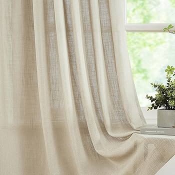 WEST LAKE Bailey Oatmeal Tan Pinch Pleated Semi Sheer Curtain Panels 84 Inches Length with Hooks,... | Amazon (US)