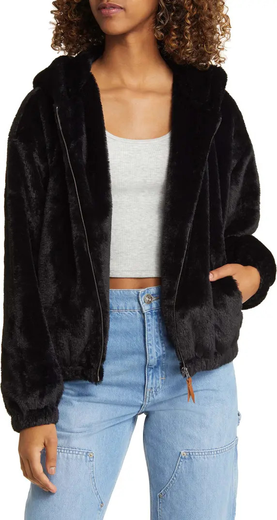 Faux Fur Zip-Up Hooded Jacket | Nordstrom